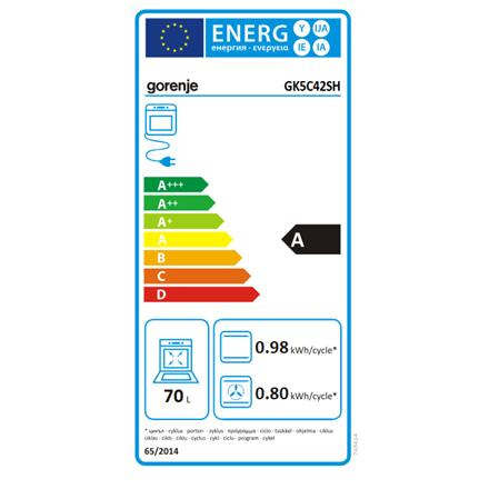 Gorenje Cooker | GK5C42SH | Hob type Gas | Oven type Electric | Grey | Width 50 cm | Depth 59.4 cm | 70 L