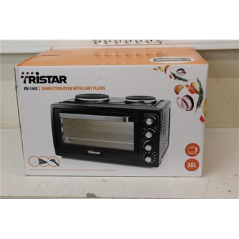 Renew. Tristar OV-1443 Convection oven with 2 hot plates | Tristar | Electric mini oven | OV-1443 | Integrated timer | 38 L | Table top | 3100 W | Black | DAMAGED PACKAGING, DENT ON SIDE
