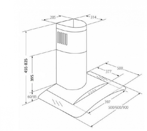 Chimney Hood Akpo WK-10 Largo 60 Inox