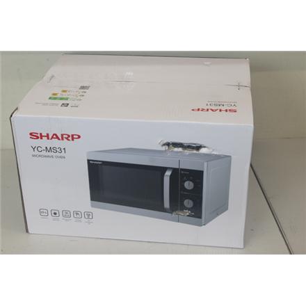 Renew. Sharp YC-MS31E-S Microwave oven, 23 L capacity, 900 W, Silver | Sharp | Microwave oven | YC-MS31E-S | Free standing | 900 W | Silver | DAMAGED PACKAGING, DENT ON SIDE