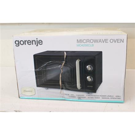 Taastatud. Gorenje  MO4250CLB Microwave oven with Grill, Free standing, Capacity 20 L, Power 800 W, No display, Black | Gorenje | Microwave oven with grill | MO4250CLB | Free standing | 20 L | 700 W | Grill | Black | DAMAGED PACKAGING