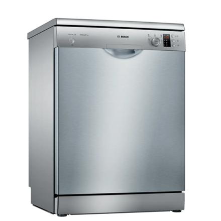 Bosch | Dishwasher | SMS25AI05E | Free standing | Width 60 cm | Number of place settings 12 | Number of programs 5 | Energy efficiency class E | Display | AquaStop function | Silver inox