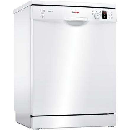 Dishwasher | SMS25AW05E | Free standing | Width 60 cm | Number of place settings 12 | Number of programs 5 | Energy efficiency class E | Display | AquaStop function | White