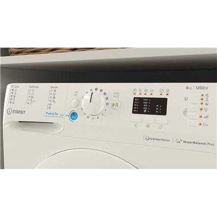 INDESIT | Washing machine | BWSA 61294 W EU N | Energy efficiency class C | Front loading | Washing capacity 6 kg | 1151 RPM | Depth 42.5 cm | Width 59.5 cm | Display | Big Digit | White