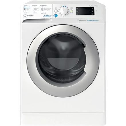 INDESIT | Washing machine with Dryer | BDE 76435 WSV EE | Energy efficiency class B/D | Front loading | Washing capacity 7 kg | 1351 RPM | Depth 54 cm | Width 60 cm | LCD | Drying system | Drying capacity 6 kg | Steam function | Valge