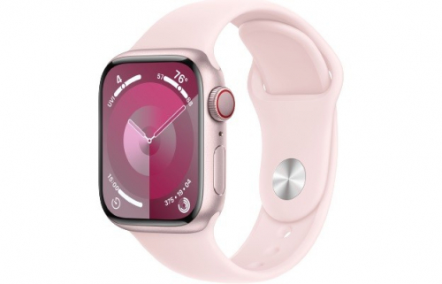 Apple Watch Series 9 GPS + Cellular 41mm Pink Aluminium Case with Light Pink Sport Band - M/L