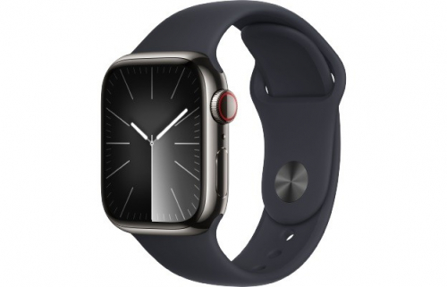 Apple Watch Series 9 GPS + Cellular 41mm Graphite Stainless Steel Case with Midnight Sport Band - M/L