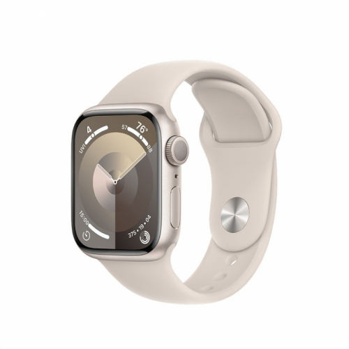 Apple Watch Series 9 GPS, 41mm Starlight Aluminium Case with Starlight Sport Band - S/M