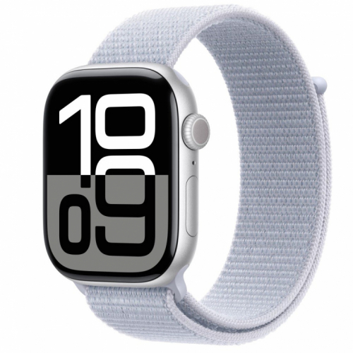 Apple Watch Series 10 GPS 46 mm Silver Aluminium Case with Blue Cloud Sport Loop