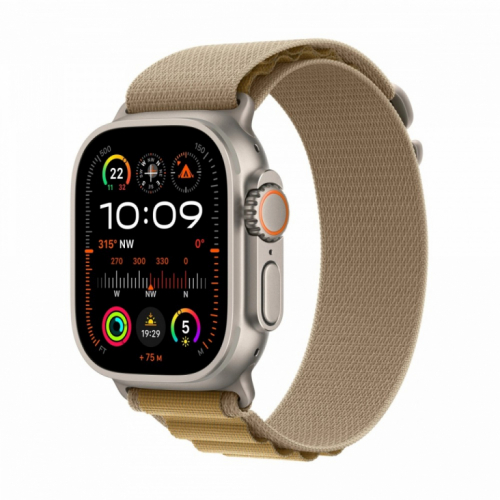 Apple Watch Ultra 2 GPS + Cellular 49 mm Natural Titanium Case with Tan Alpine Loop - Medium