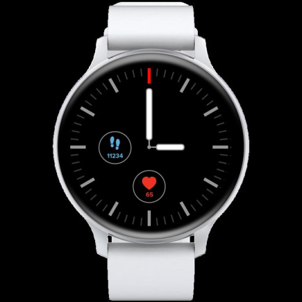CANYON Badian SW-68, Smartwatch, Realtek 8762CK, 1.28''TFT 240x240px; RAM : 160KB,  Lithium-ion polymer battery, 3.7V 190mAh Include, Silver Zinc alloy middle frame + plastic bottom case+ white Silicone strap + silver strap buckle, 44.9x 10.9mm, strap: