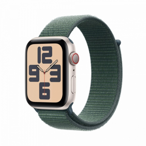 Apple Watch SE GPS + Cellular 40 mm Starlight Aluminium Case with Lake Green Sport Loop