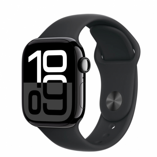 Apple Watch Series 10 GPS 42 mm Jet Black Aluminium Case with Black Sport Band - M/L