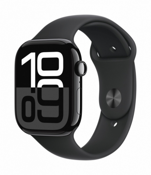 Apple Watch Series 10 GPS + Cellular 46 mm Jet Black Aluminium Case with Black Sport Band - S/M