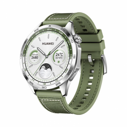 Huawei Watch GT4, 46 mm, roostevaba teras/roheline - Nutikell / 55020BGV