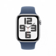 Apple Watch SE GPS + Cellular 44 mm Silver Aluminium Case with Denim Sport Band - S/M