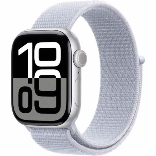 APPLE Watch Series 10 GPS + Cellular 42mm Silver Aluminium Case with Blue Cloud Sport Loop