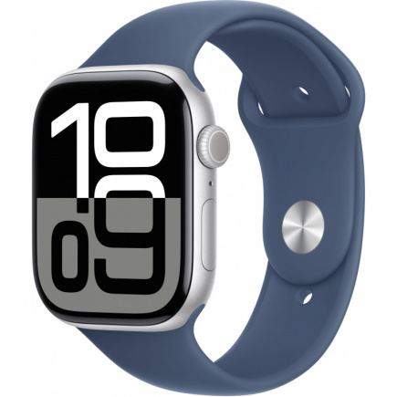 APPLE Watch Series 10 GPS + Cellular 46mm Silver Aluminium Case with Denim Sport Band - S/M 289733