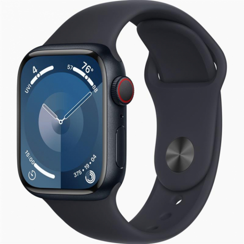 Apple Watch Series 9 GPS + Cellular, 41 mm, Sport Band, S/M, must - Nutikell / MRHR3ET/A