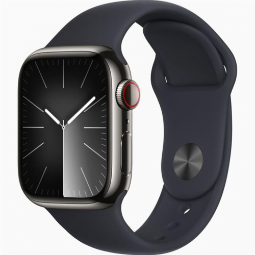 Apple Watch Series 9 GPS + Cellular, 41 mm, Sport Band, S/M, grafiit roostevaba teras / must - Nutikell / MRJ83ET/A