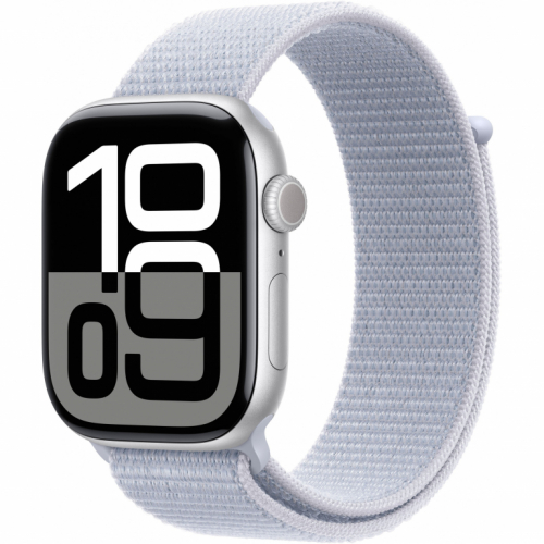 APPLE Watch Series 10 GPS + Cellular 46mm Silver Aluminium Case with Blue Cloud Sport Loop