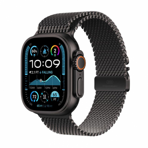 Apple Watch Ultra 2, 49 mm, Titanium Milanese Loop, Large, must titaan / must - Nutikell / MX5V3EL/A