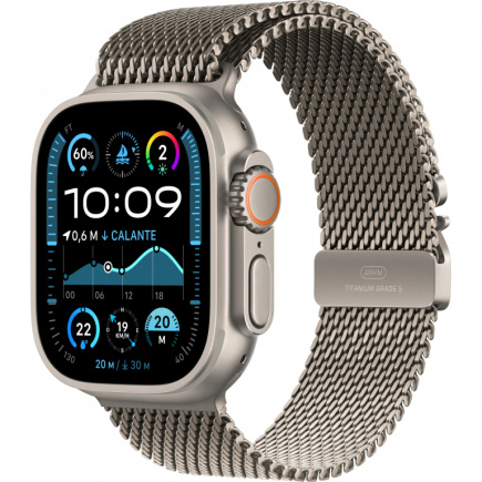 APPLE Watch Ultra 2 GPS + Cellular 49mm Natural Titanium Case with Natural Titanium Milanese Loop - L 289684