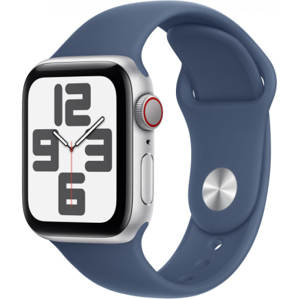 APPLE Watch SE GPS + Cellular 40mm Silver Aluminium Case with Denim Sport Band - M/L