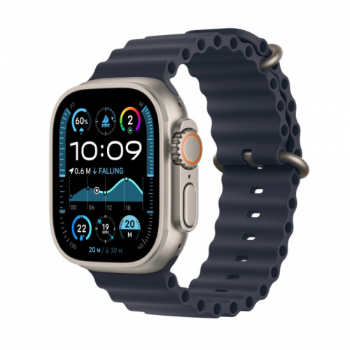Apple Watch Ultra 2 GPS + Cellular 49 mm Natural Titanium Case with Navy Ocean Band