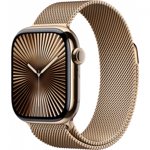 APPLE Watch Series 10 GPS + Cellular 42mm Gold Titanium Case with Gold Milanese Loop