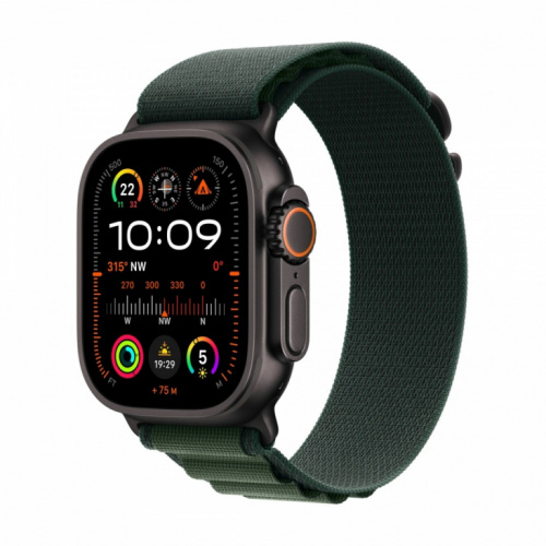 Apple Watch Ultra 2 GPS + Cellular 49 mm Черный Titanium Case with Dark Green Alpine Loop - Large