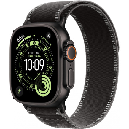 Apple Watch Ultra 3 Titanium Cellular 49mm Schwarz (Trail Loop schwarz/kohlegrau) M/L