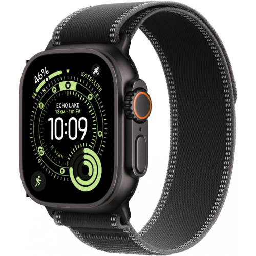 Apple Watch Ultra 3 Titanium Cellular 49mm Schwarz (Trail Loop schwarz/kohlegrau) M/L