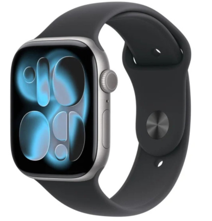 Apple Watch Series 11 GPS 42mm Space Grey Aluminium Case with Must Sport Band - M/L