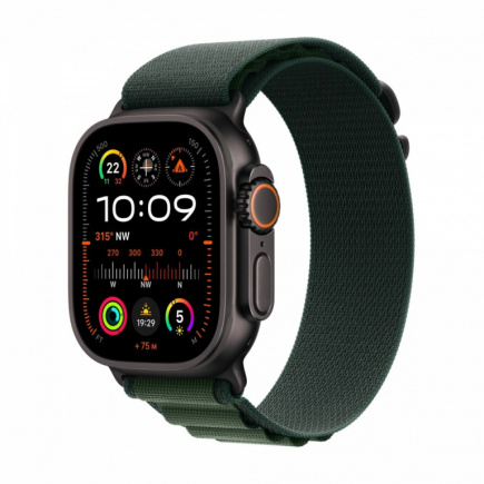 Apple Watch Ultra 2 GPS + Cellular 49 mm Must Titanium Case with Dark Green Alpine Loop - Small