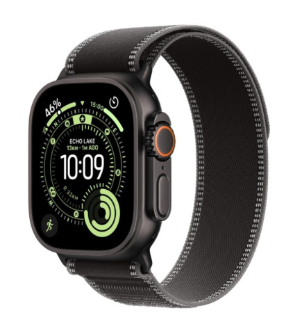Apple Watch Ultra 3 GPS + Cellular 49mm Black Titanium Case with Black/Charcoal Trail Loop - M/L
