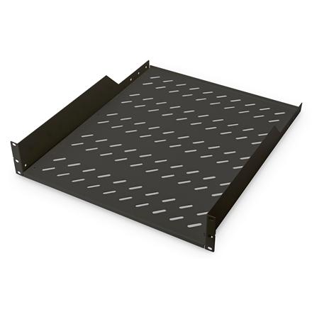 Digitus | Fixed Shelf for Racks | DN-19 TRAY-2-55-SW | Black | The shelves for fixed mounting can be installed easy on the two front 483 mm (19“) profile rails of your 483 mm (19“) network- or server cabinet. Due to their stable, perforated steel sheet