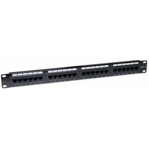 Techly Patch panel 1U UTP 24xR J45 Cat.6, black