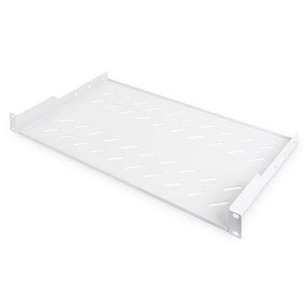 Digitus | Fixed Shelf for Racks | DN-97609 | White | The shelves for fixed mounting can be installed easy on the two front 483 mm (19“) profile rails of your 483 mm (19“) network- or server cabinet. Due to their stable, perforated steel sheet with a high