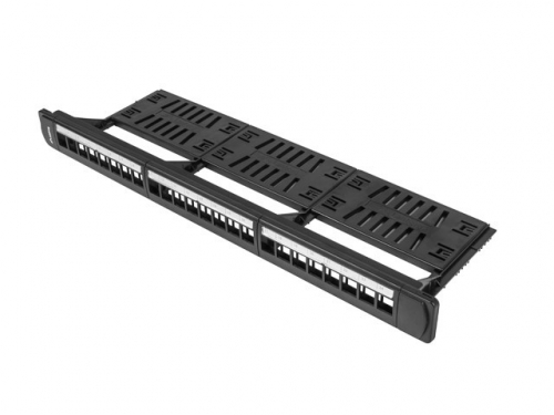 Lanberg Patch panel 24 ports 1U 19 inch blank black with organizer to keystone modules