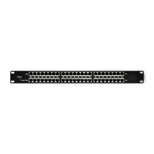 Qoltec 54477 Patch panel RACK| 48V | 24 ports | Passive PoE injector | Black