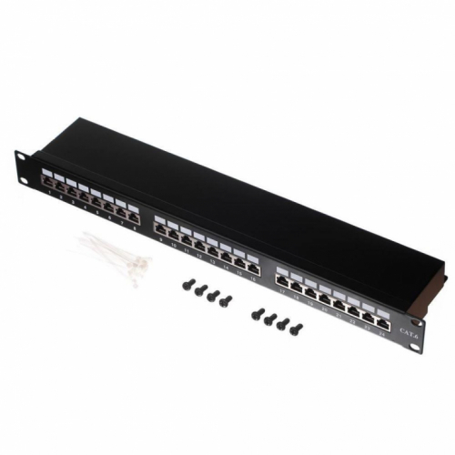 Patch Panel 19'' Netrack 24-Port Cat.6 FTP, with Shelf