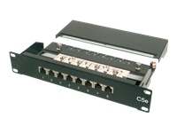 DIGITUS CAT 5e Class D patch panel shielded 8-port RJ45 8P8C LSA 1U 254mm (10in) rack mount color black RAL 9005