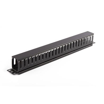 SOMI Networks | 19“ Cable Management Bar with Plastic Duct and Cover | CMB-04 | Black | Ring Diameter 45x50mm CMB-04