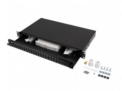 Lanberg Fiber Optic Distribution Box 24XSC duplex/24XLC QUAD rack 19 1U black + accessories