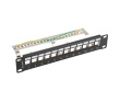 Lanberg Patch Panel 12 Port 1U 10 inch FTP with organizer for keystone modules, black