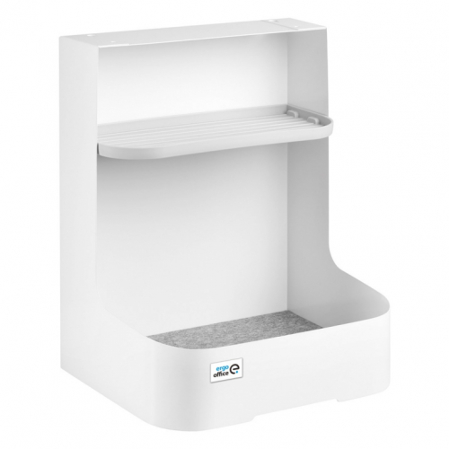 Ergo Office Under-Desk Storage Box / Organizer with Accessories Shelf, White, Max. 5kg, ER-442