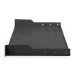 Digitus | Fixed Shelf for Racks | DN-19 TRAY-1-SW | Black | The shelves for fixed mounting can be installed easy on the two front 483 mm (19“) profile rails of your 483 mm (19“) network- or server cabinet. Due to their stable, perforated steel sheet with