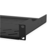 Digitus | Fixed Shelf for Racks | DN-19 TRAY-1-SW | Black | The shelves for fixed mounting can be installed easy on the two front 483 mm (19“) profile rails of your 483 mm (19“) network- or server cabinet. Due to their stable, perforated steel sheet with
