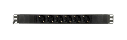 DELTACO Outlet with 6xCEE 7/4 jacks , 1xCEE 7/7 connection, 19 ''1U, 2m cable, black 